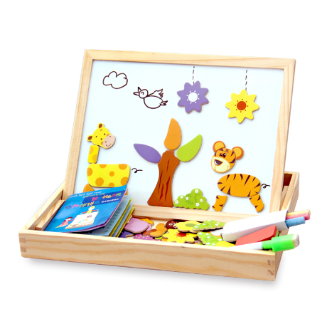 Wooden Magnetic Puzzle Toys Children 3D Puzzle Box Figure Animals