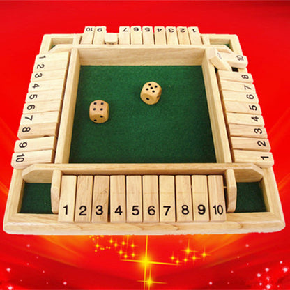 Deluxe Four Sided Shut The Box Dice Board Game Wooden Flaps Dices