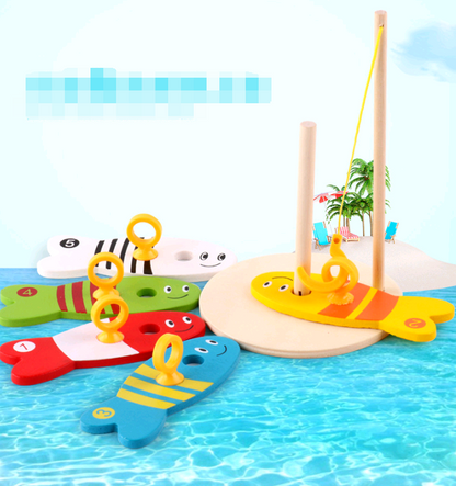 Children's educational creative fishing toys wooden baby toys