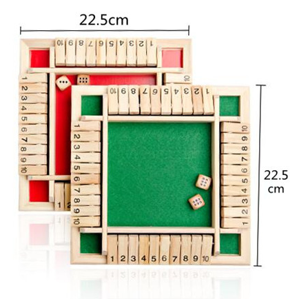 Deluxe Four Sided Shut The Box Dice Board Game Wooden Flaps Dices