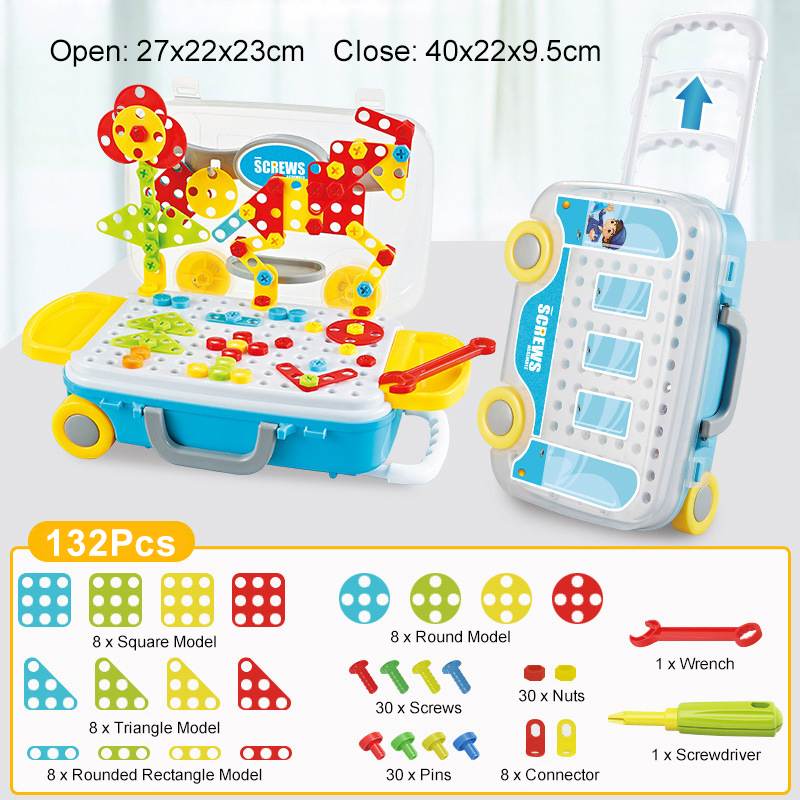 132/308 Pieces Kids Electric Drill Toys DIY Educational Puzzle