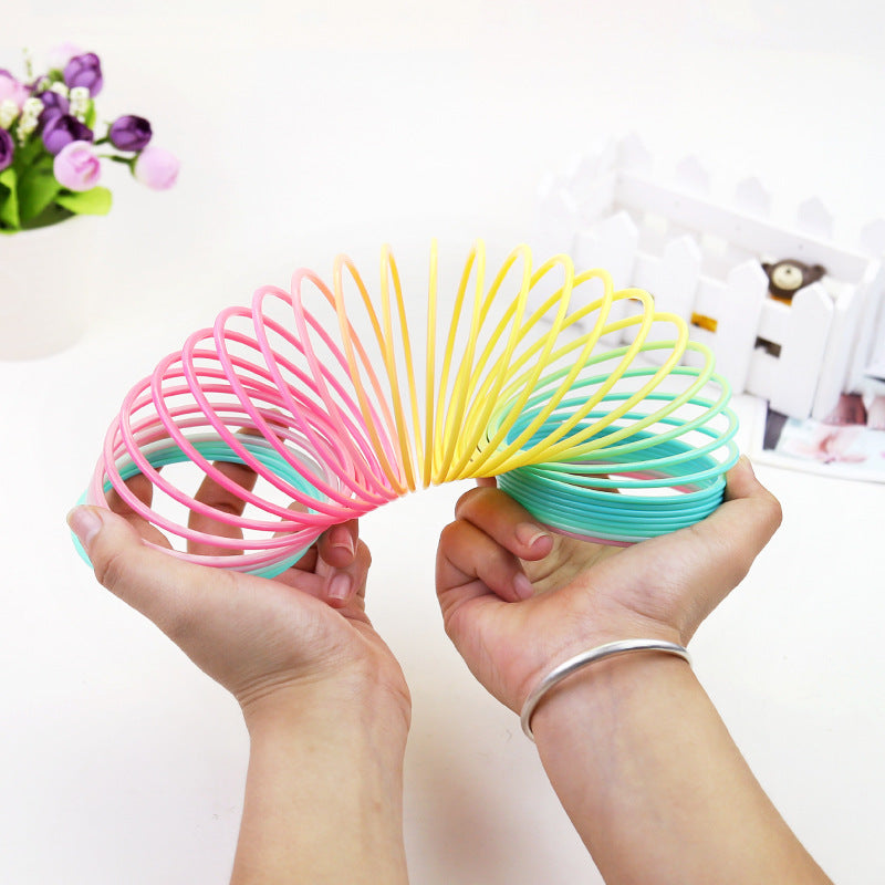 Rainbow Spring Coil Toys Plastic Folding Spring Coil Sports Game