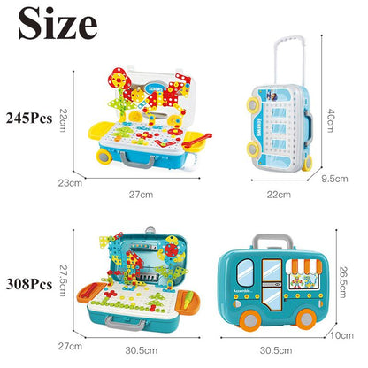 132/308 Pieces Kids Electric Drill Toys DIY Educational Puzzle