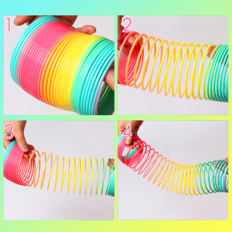 Rainbow Spring Coil Toys Plastic Folding Spring Coil Sports Game