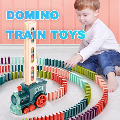 Domino Train Toys Baby Toys Car Puzzle Automatic Release Building Blocks