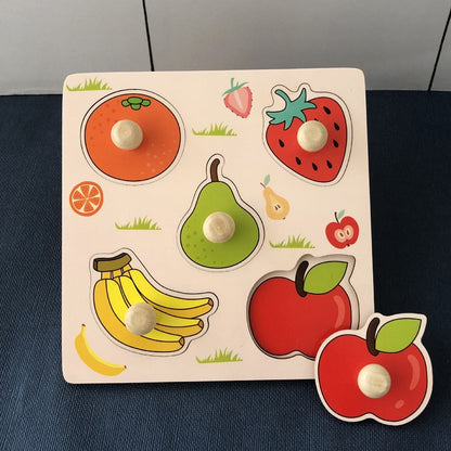 Kids Montessori Toy Worm Eat Fruit Wooden Puzzle