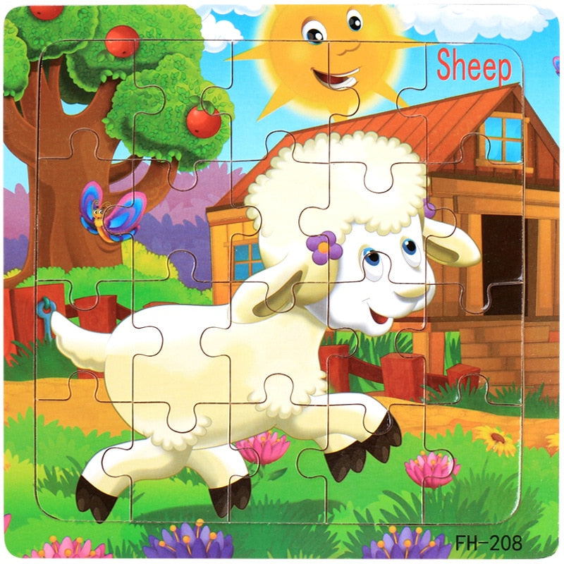 Wooden Jigsaw Puzzle Kids Toy Cartoon Dinosaur