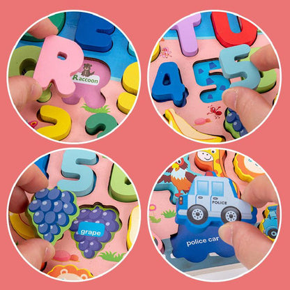 Wooden Montessori Toys Fruit Digital Alphabet