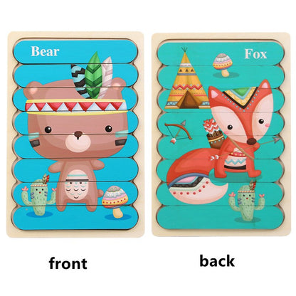 Kids Wooden Two-sided Strip 3D Puzzles