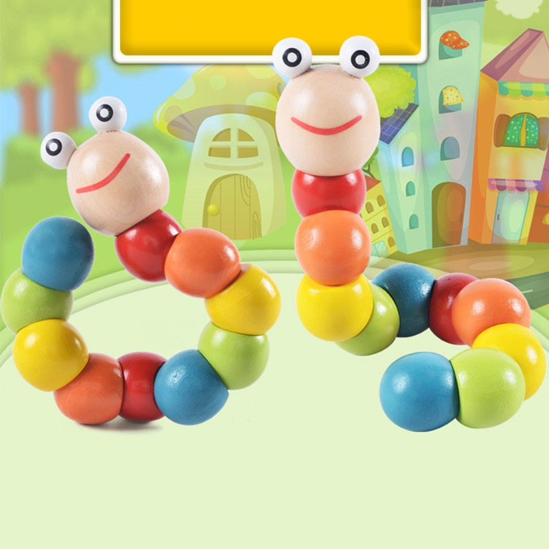 Colorful Wooden Worm Puzzles Kids Learning