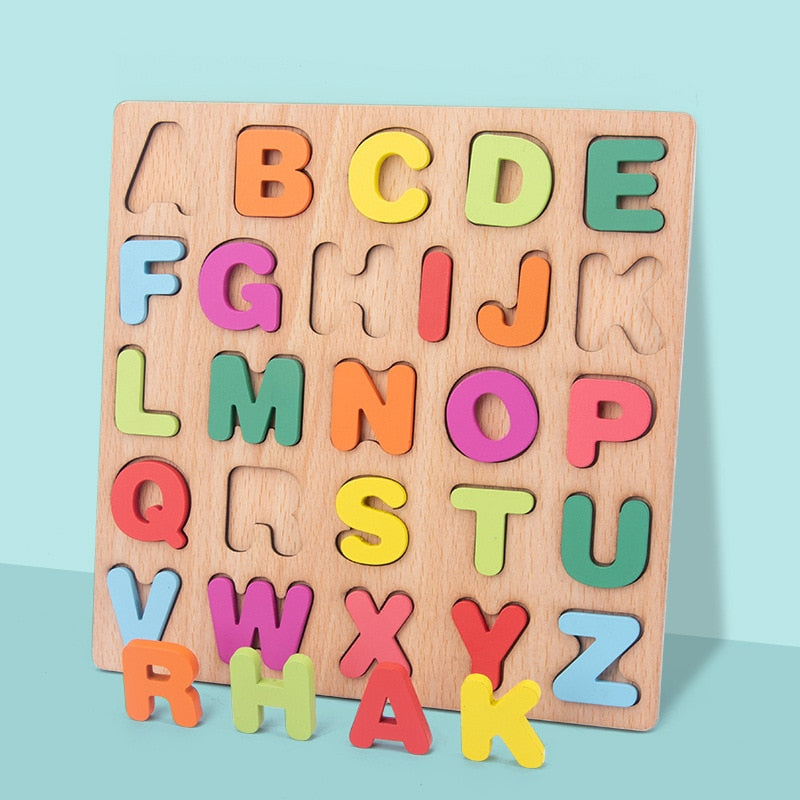 Wooden 3D Puzzle Toy Kids English Alphabet