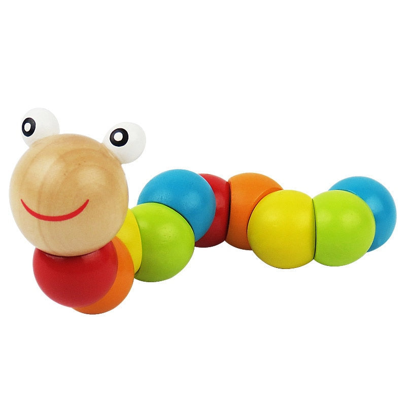 Kids Montessori Toy Worm Eat Fruit Wooden Puzzle