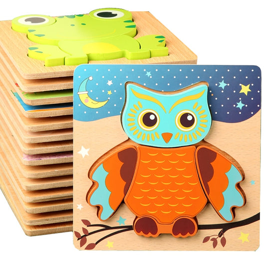 High Quality 3D Wooden Puzzles Educational Cartoon