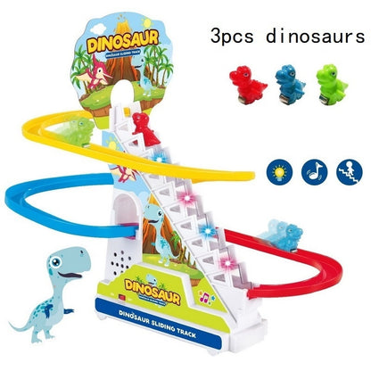 Climbing Stairs Track Toys Cartoon Penguin Dinosaur