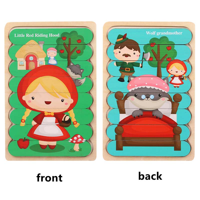 Kids Wooden Two-sided Strip 3D Puzzles