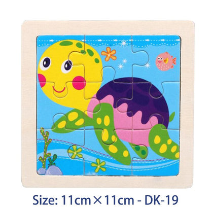 11CM Colorful Wood 3D Puzzles Cartoon Animals Kids Educational Toy Games