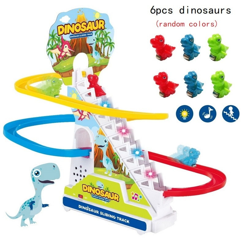 Climbing Stairs Track Toys Cartoon Penguin Dinosaur