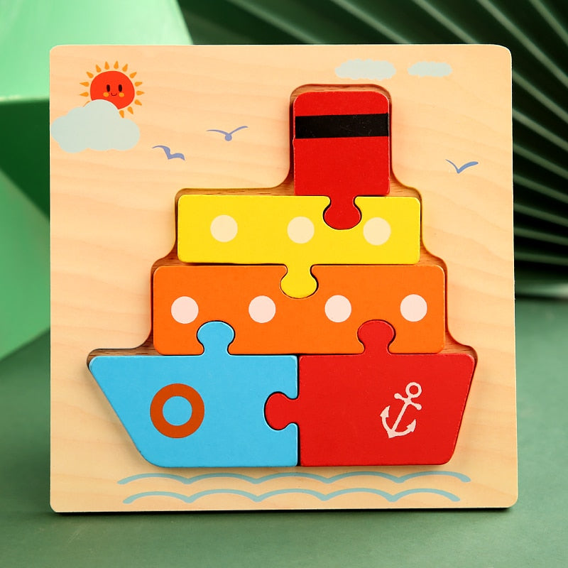 High Quality 3D Wooden Puzzles Educational Cartoon