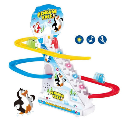 Climbing Stairs Track Toys Cartoon Penguin Dinosaur