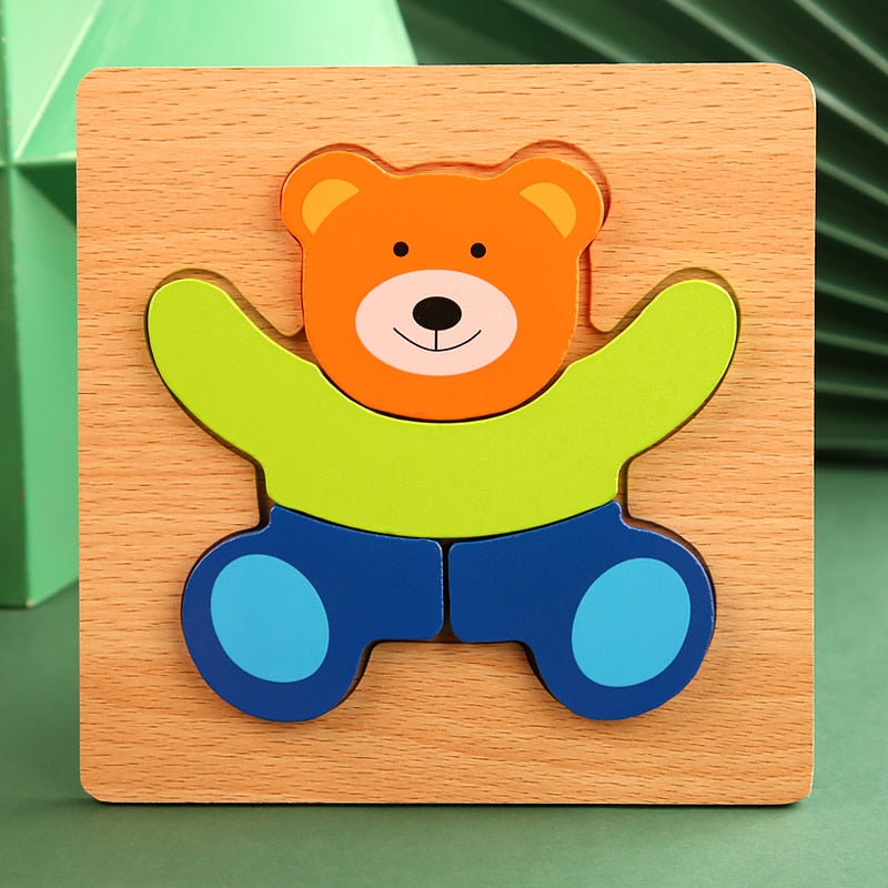 High Quality 3D Wooden Puzzles Educational Cartoon