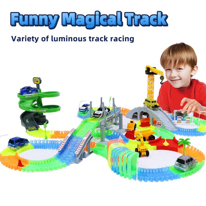 Magical Track Racing Cars With Colored Lights