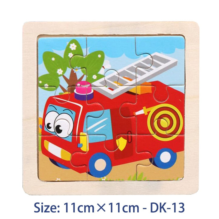 11CM Colorful Wood 3D Puzzles Cartoon Animals Kids Educational Toy Games