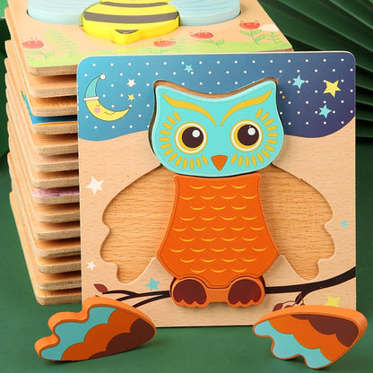 High Quality 3D Wooden Puzzles Educational Cartoon