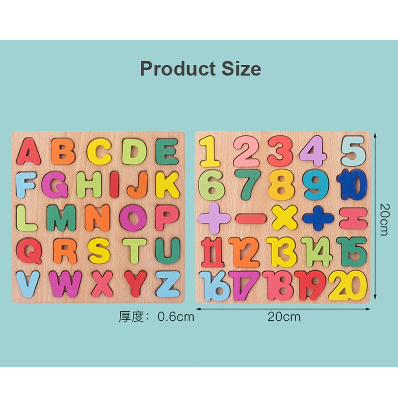 Wooden 3D Puzzle Toy Kids English Alphabet