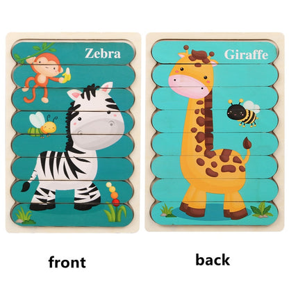 Kids Wooden Two-sided Strip 3D Puzzles