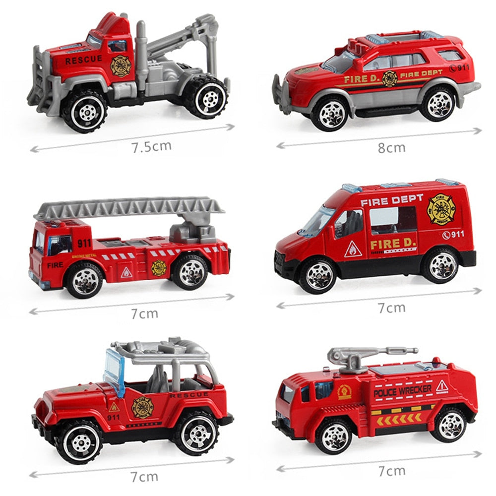 Alloy Diecast Engineering Car Models Fire Fighting Truck