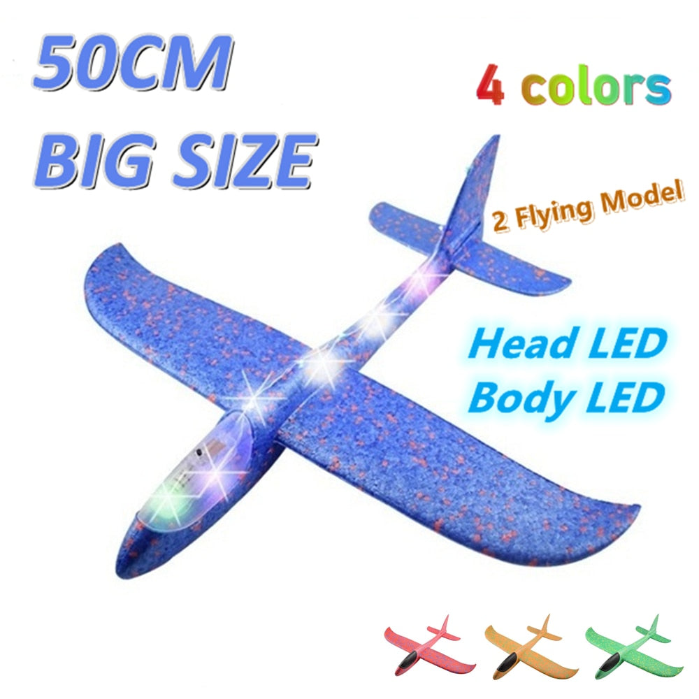 50CM Big Foam Plane Flying Glider Toy With LED