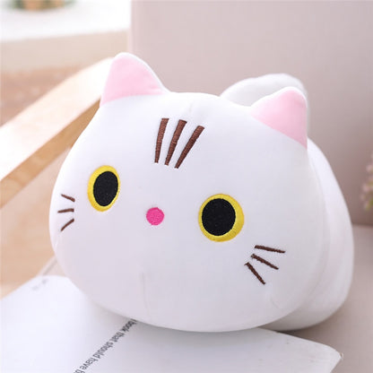 Plush cat toy white black brown stuffed