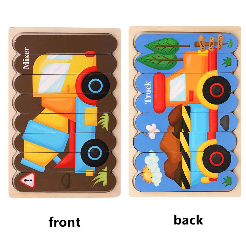 Kids Wooden Two-sided Strip 3D Puzzles