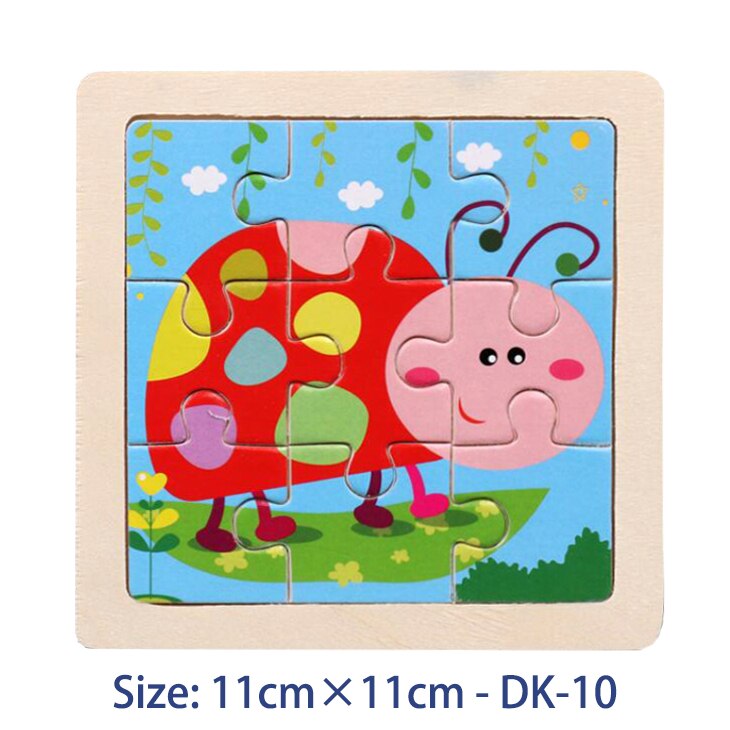 11CM Colorful Wood 3D Puzzles Cartoon Animals Kids Educational Toy Games