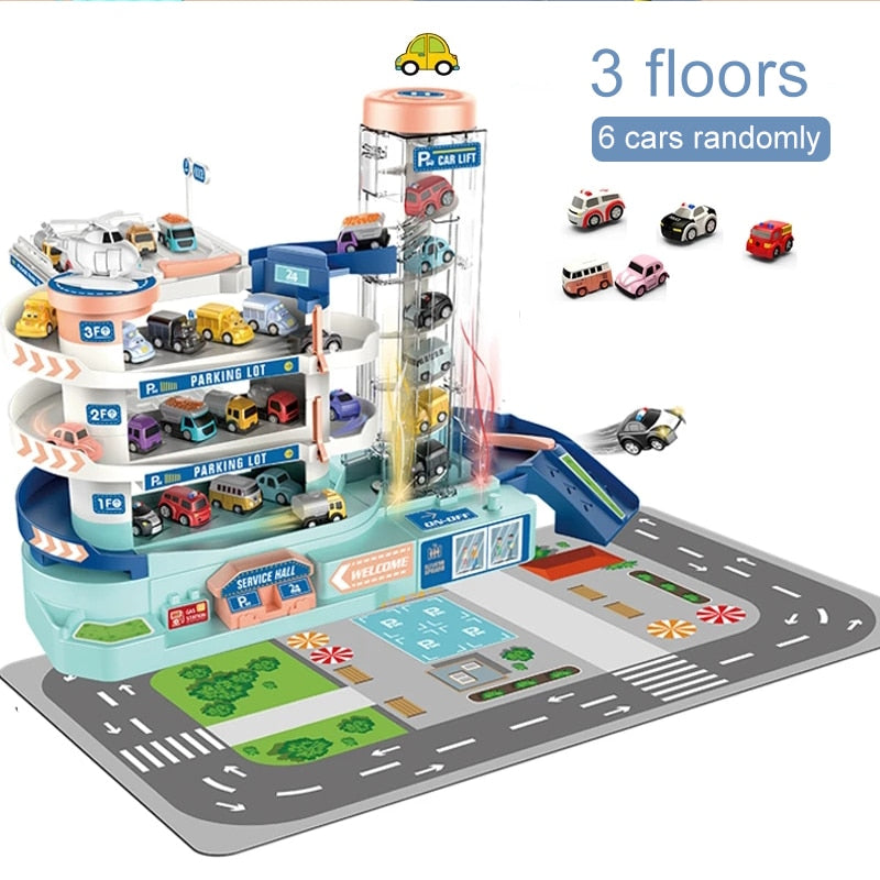 Electric Track Parking Building Car Toy Racing