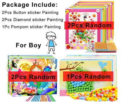 DIY Craft Toys Button Stickers Pompom Stickers