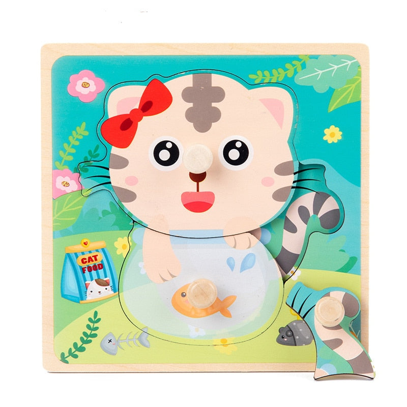 Baby Toys 3D Wooden Puzzles Educational Cartoon