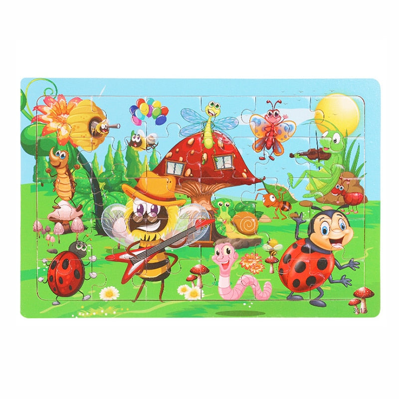 Animals Dinosaur Puzzle Wooden Preschool Kids Baby