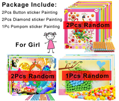 DIY Craft Toys Button Stickers Pompom Stickers