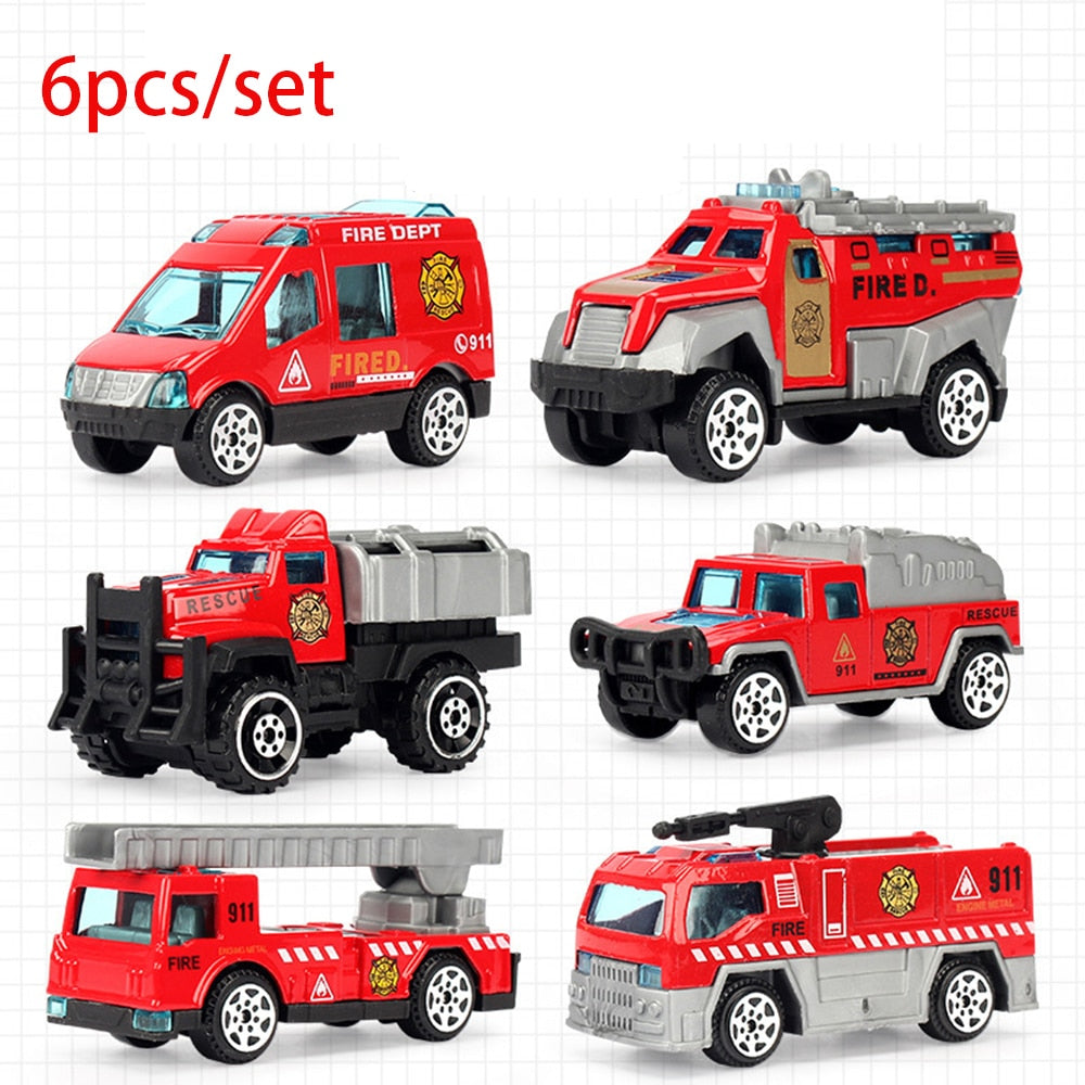 Alloy Diecast Engineering Car Models Fire Fighting Truck