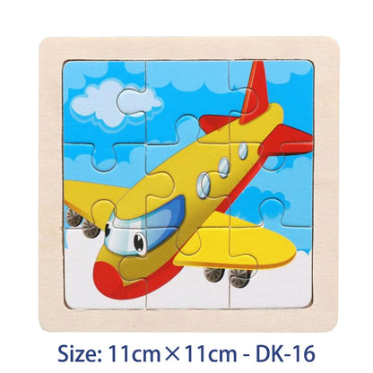 11CM Colorful Wood 3D Puzzles Cartoon Animals Kids Educational Toy Games