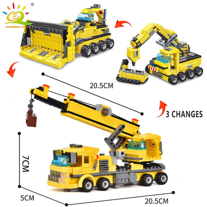 Engineering Truck Building Blocks Crane Bulldozer Car