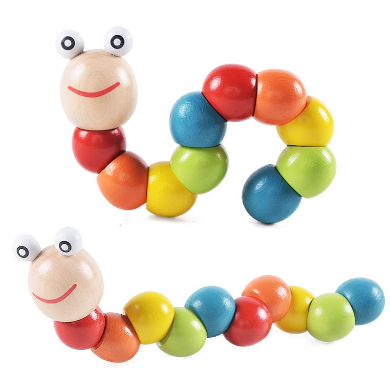 Colorful Wooden Worm Puzzles Kids Learning