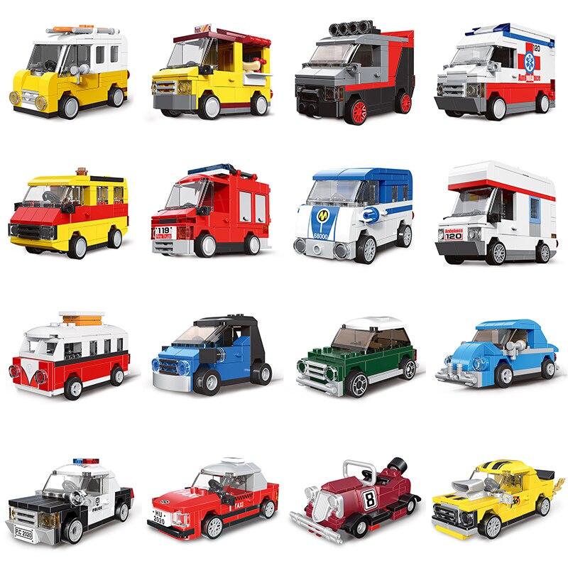 Mini Pull Back Car City Police Taxi Bus Cooper