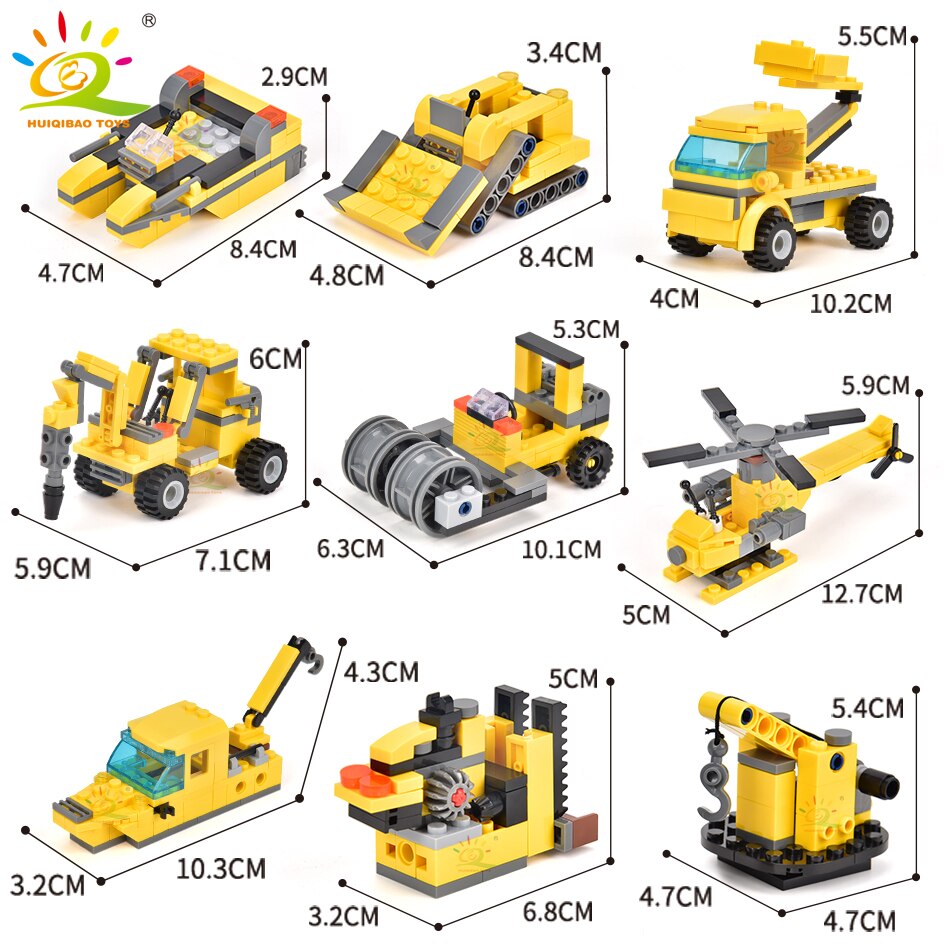 Engineering Truck Building Blocks Crane Bulldozer Car