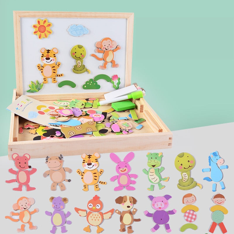 Wooden Multifunction Children Animal Puzzle Writing