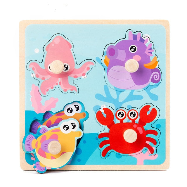 New Montessori Toys Wooden Puzzle Cartoon