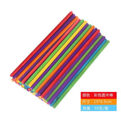 Colorful Hand Crafts DIY Wooden Sticks Popsicle