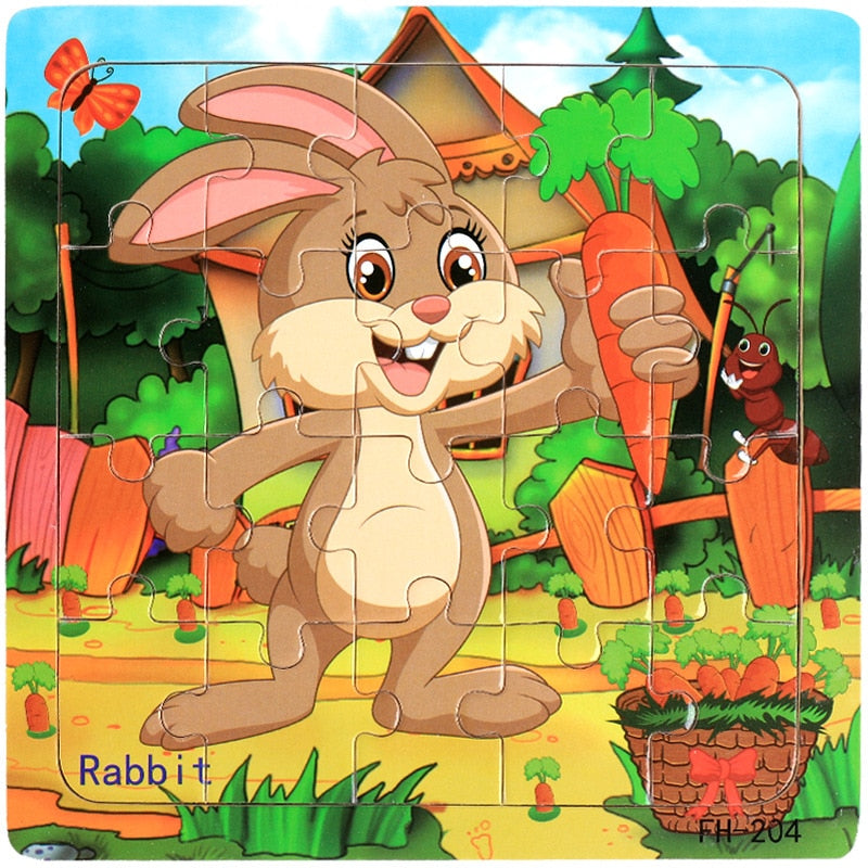 Wooden Jigsaw Puzzle Kids Toy Cartoon Dinosaur