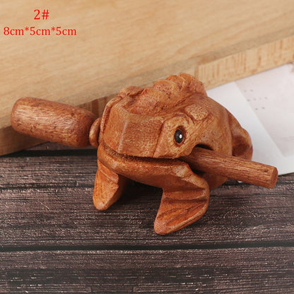 Wooden Lucky Frog Toy Animal Money Frog Clackers